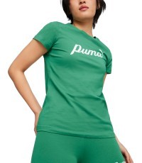 Женская футболка Puma ESS+ Script Tee, зелёная, 679315 86