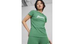 Женская футболка Puma ESS+ Script Tee, зелёная, 679315 86