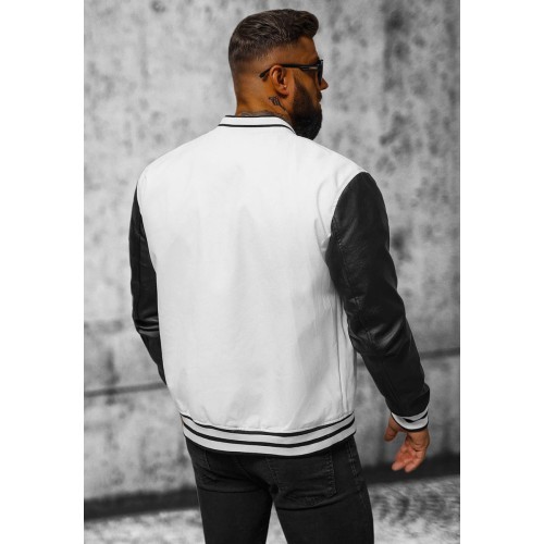 Мужская кожаная куртка J.Style Black White 11Z8068
