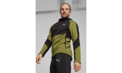 Мужская толстовка Puma Evostripe Full-Zip чёрно-зелёная 678995 33