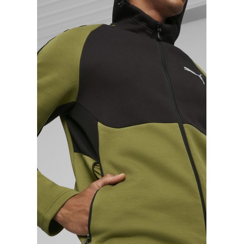 Мужская толстовка Puma Evostripe Full-Zip чёрно-зелёная 678995 33