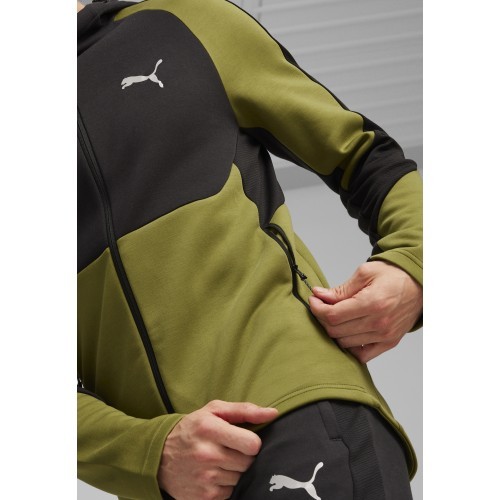 Мужская толстовка Puma Evostripe Full-Zip чёрно-зелёная 678995 33