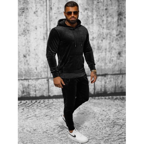 J.Style Velour Sports Suit for Men Black 8C1171-3