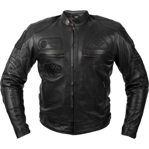 Мужская кожаная мотоциклетная куртка W-TEC Urban Noir - Black
