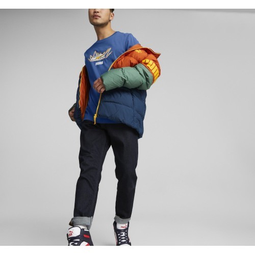 Puma Power Hooded Down Puff vīriešu jaka Orange Green Blue 849335 64