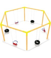 Деревянные шестиместные качели GT-1806