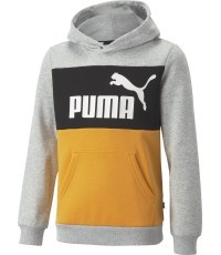 Puma ESS Block Hoodie Juniors Black Grey Yellow 849081 04