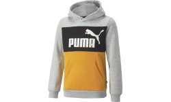 Puma ESS Block jauniešu džemperis ar kapuci, melns/pelēks/dzeltens 849081 04