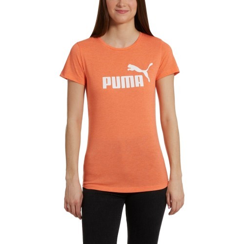 Женская футболка Puma Ess+ Logo Heather Tee, оранжевая, 852127 14