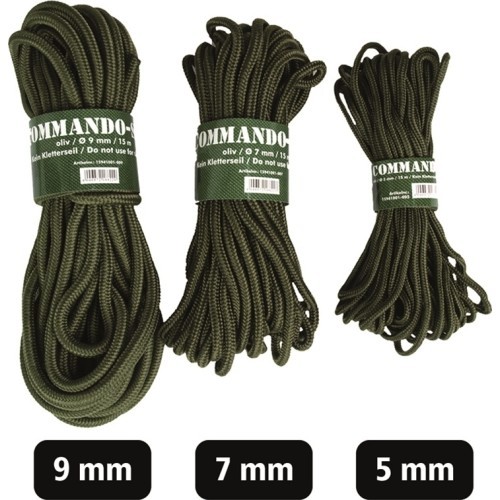 Komando virve 5 mm (15 m), olīvzaļa