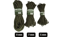 Komando virve 5 mm (15 m), olīvzaļa
