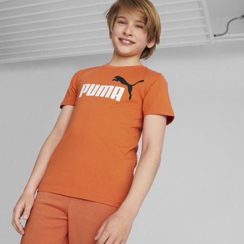 Футболка подростковая Puma Ess+ 2 Col Logo Tee оранжевая 586985 95