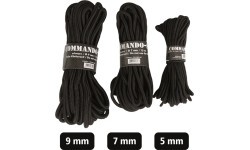 Komando virve, melna 5 mm (15 m)