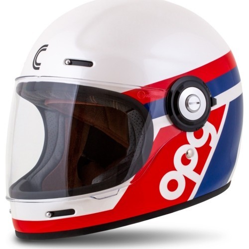 Motociklu ķivere Cassida Fibre OPG White/Blue/Red