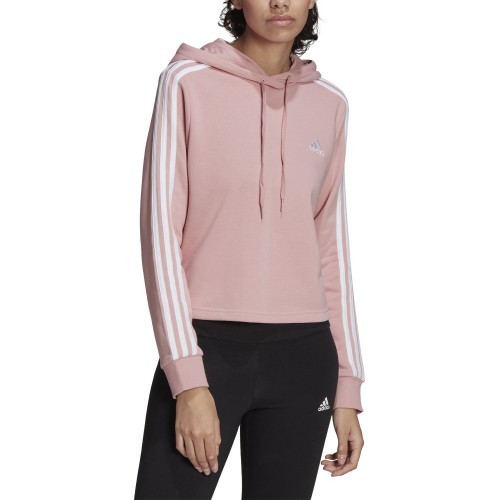 Женская толстовка Adidas W 3S FT Cro Hoodie розовая HC9131