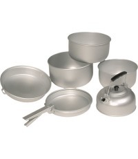 Alumīnija trauku komplekts Mil-Tec (3 katli, panna, tējkanna)