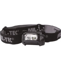 Melna LED galvas lukturīte, 4 krāsas