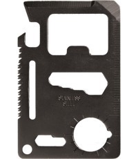 BLACK SURVIVAL TOOL CARD WITH POUCH