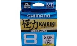 Плетеная леска Shimano Kairiki 8, 150 м, 0,16 мм, 10,3 кг, желтая