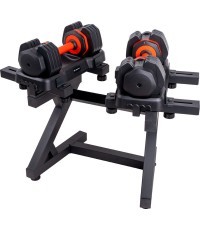 Regulējams vienroku hanteļu komplekts inSPORTline DuraBell® 2 x 6,5 - 24,5 kg ar statīvu