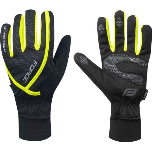Зимние перчатки FORCE Ultra Tech (черный/флуоресцентный) XL