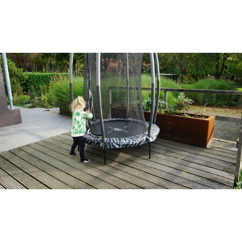 Batuts EXIT Tiggy Junior ar drošības tīklu ø140 cm, melns/pelēks