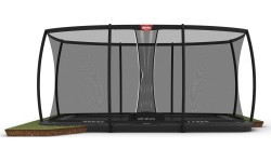 BERG Ultim Elite FlatGround 500 batuts, pelēks + drošības tīkls DLX XL