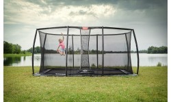 BERG Ultim Elite FlatGround 500 batuts, pelēks + drošības tīkls DLX XL