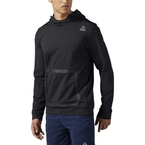 Толстовка Reebok Hexawarm Pullover Hoodie, черная, BR9625