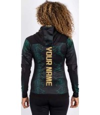 UFC Adrenaline by Venum Personalizēta autentiska Fight Night sieviešu jaka ar kapuci - Emerald Edition - zaļa/melna/zelta kr