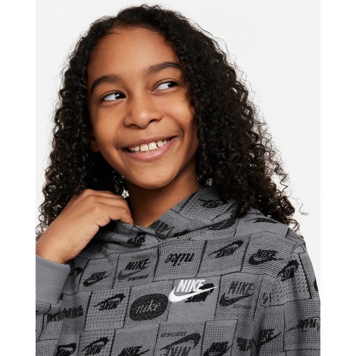 Nike džemperis pusaudžiem K NSW Club FT Hdy AOP pelēks FN8741 084