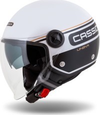 Motociklu ķivere Cassida Handy Plus Linear Pearl White/Black/Gold