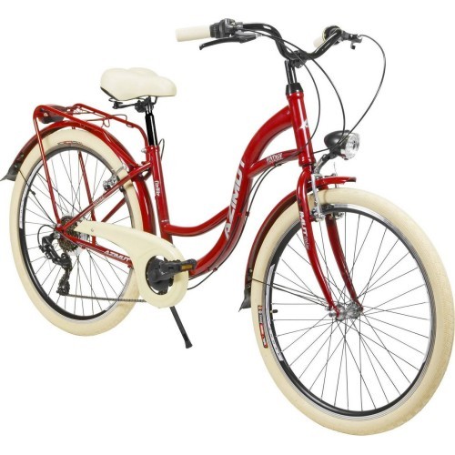 Dviratis AZIMUT Vintage TX-7 26" 2023 bordo krēmkrāsas spīdīgs