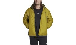 Куртка Adidas BSC 3S Puffy с капюшоном, зелёно-жёлтая HG8753