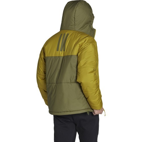 Куртка Adidas BSC 3S Puffy с капюшоном, зелёно-жёлтая HG8753