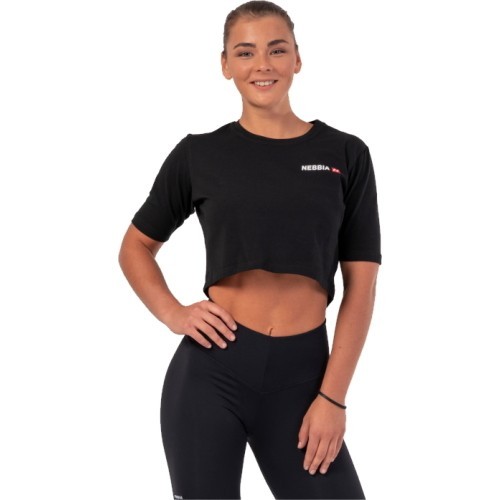 Nebbia Minimalist Logo 600 īss krekls sievietēm - Black