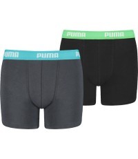 Нижнее бельё Puma Boys Boxer для подростков серое чёрное 935454 01