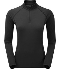 Montane Fem Dart Thermo T-krekls ar rāvējslēdzēju un rāvējslēdzēju kaklā - Juoda