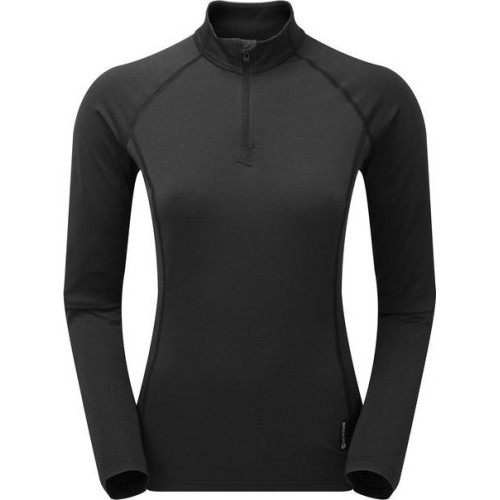 Montane Fem Dart Thermo T-krekls ar rāvējslēdzēju un rāvējslēdzēju kaklā - Juoda