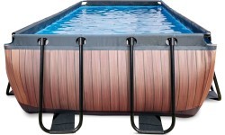 EXIT Wood pool 400x200 cm with sand filter pump - brown Framed pool Rectangular 7020 L