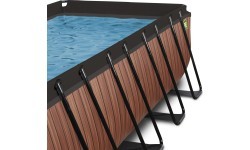 EXIT Wood pool 400x200 cm with sand filter pump - brown Framed pool Rectangular 7020 L