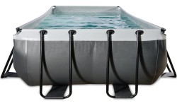 EXIT Black Leather baseins 540x250x100cm ar smilšu filtra sūkni – melns