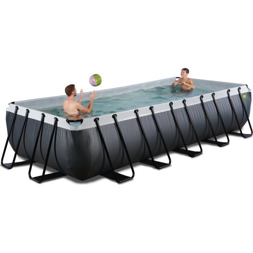 Бассейн EXIT Black Leather 540x250x100см с песочным фильтр-насосом – чёрный