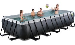 Бассейн EXIT Black Leather 540x250x100см с песочным фильтр-насосом – чёрный