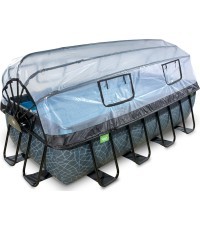 Каменный бассейн EXIT 400x200 см с куполом и песчаным фильтром-насосом - серый Каркасный бассейн Прямоугольный 7020 L