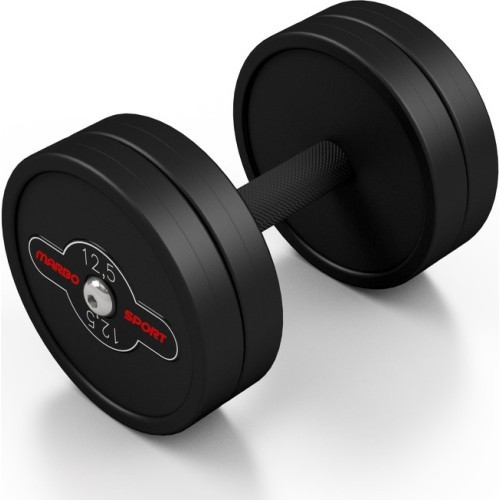 Rubber-coated dumbbell Marbo - 12,5 kg, black