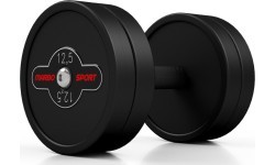 Ar gumiju pārklāta hantele Marbo – 12,5 kg, melna