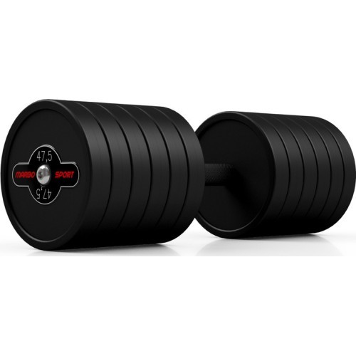 Rubber-coated dumbbell Marbo - 47,5 kg, black