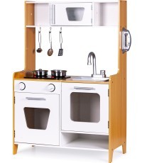 ECOTOYS Koka virtuve ar skaņas efektiem