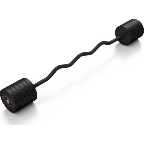 Rubberized broken barbell 50 kg mat black - Marbo Sport